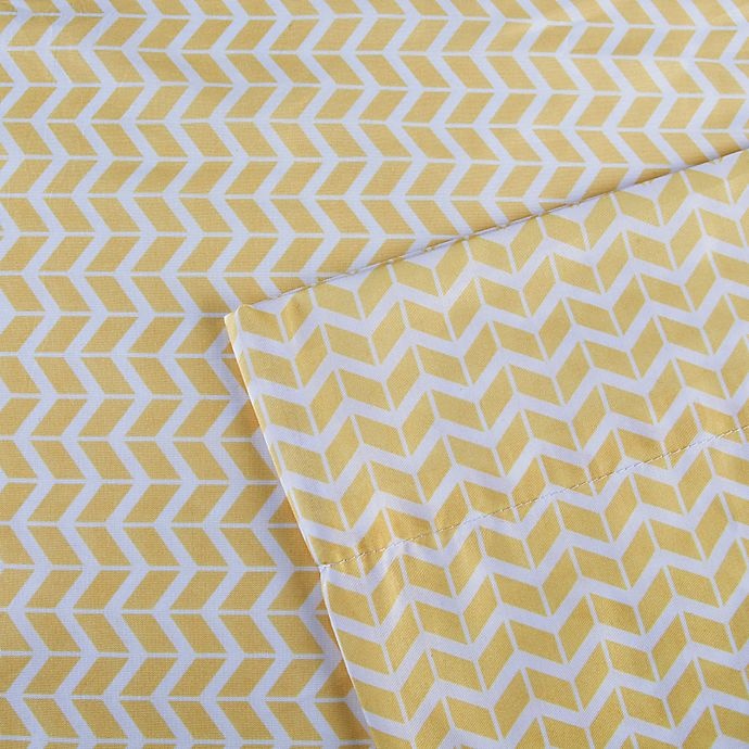 slide 2 of 2, Intelligent Design Chevron Microfiber Full Sheet Set - Yellow, 1 ct