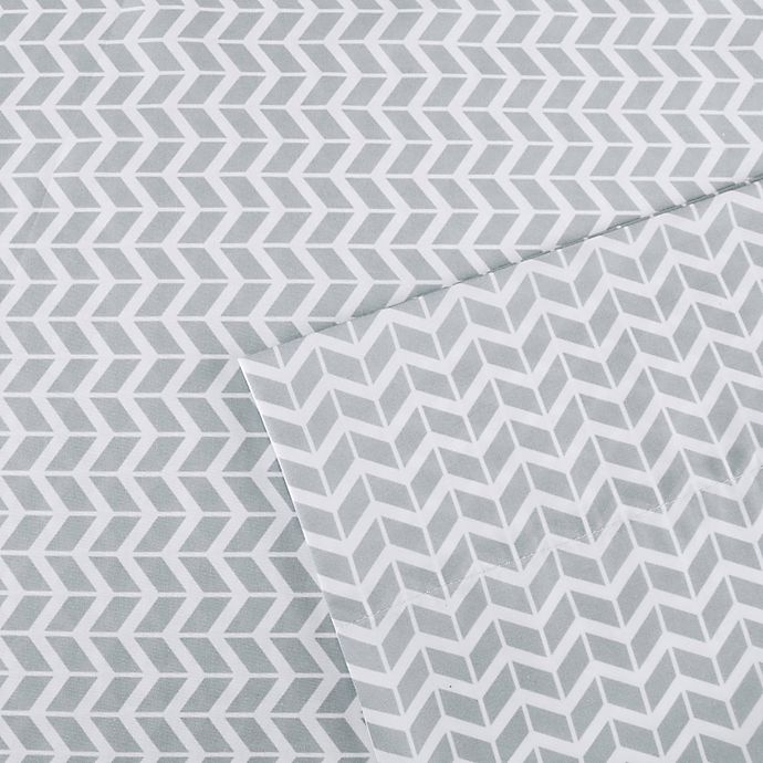 slide 2 of 2, Intelligent Design Chevron Microfiber Twin XL Sheet Set - Grey, 1 ct