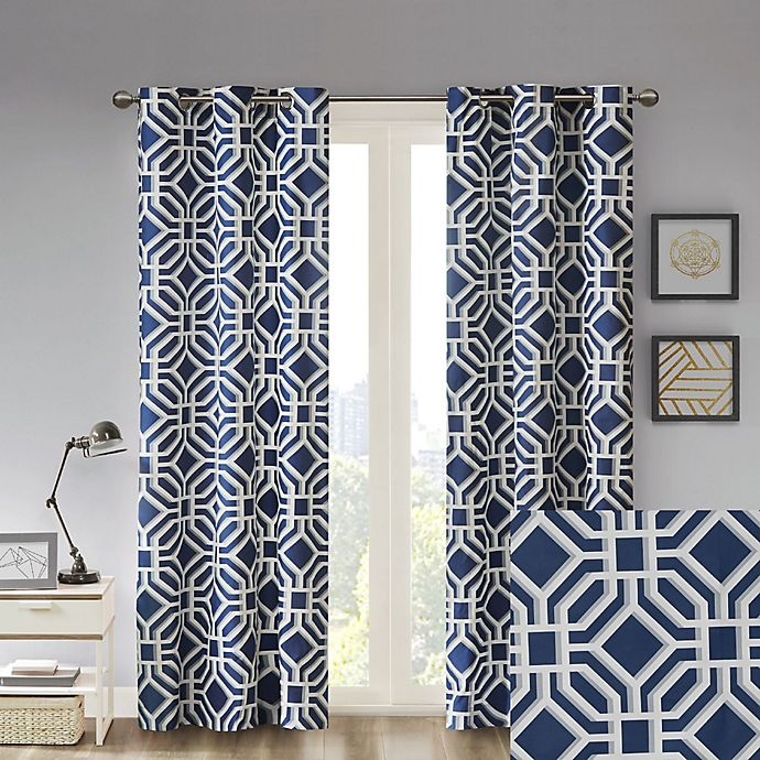 slide 7 of 8, Intelligent Design Maci Grommet Top Window Curtain Panel - Blue, 84 in