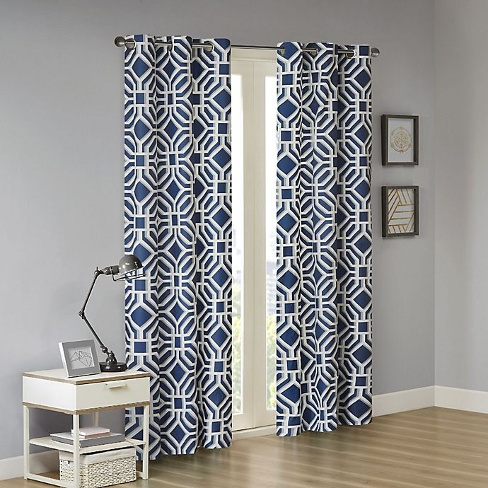 slide 8 of 8, Intelligent Design Maci Grommet Top Window Curtain Panel - Blue, 84 in