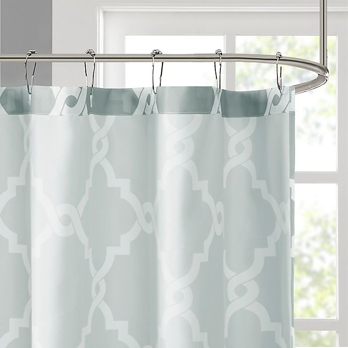 slide 3 of 4, Madison Park Essentials Merritt Printed Fretwork Shower Curtain - Grey, 1 ct