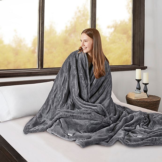 slide 3 of 4, Beautyrest Microlight-to-Berber Reversible Full Heated Blanket - Grey, 1 ct