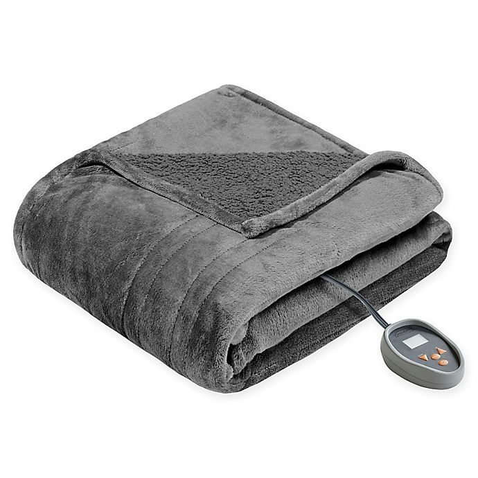 slide 1 of 4, Beautyrest Microlight-to-Berber Reversible Full Heated Blanket - Grey, 1 ct