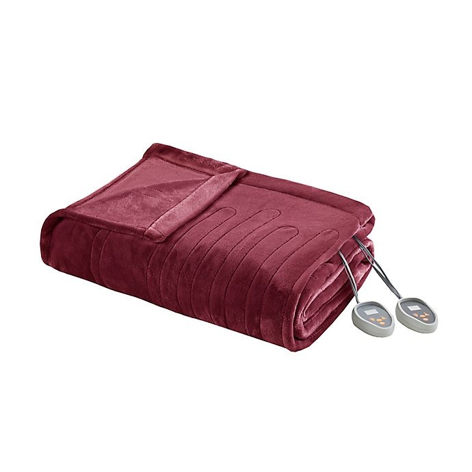 slide 1 of 5, Beautyrest Plush Heated King Blanket - Red, 1 ct