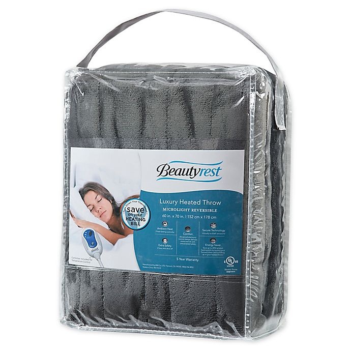 slide 4 of 5, Beautyrest Heated Plush Oversized Solid Throw - Grey, 1 ct