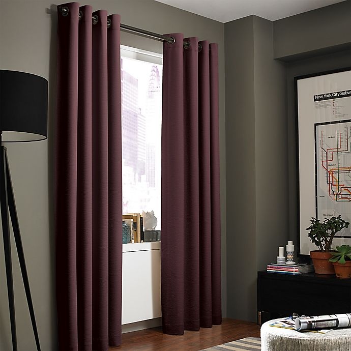 slide 1 of 1, Kenneth Cole Reaction Home Gotham Texture Lined Grommet Window Curtain Panel - Raisin, 63 in