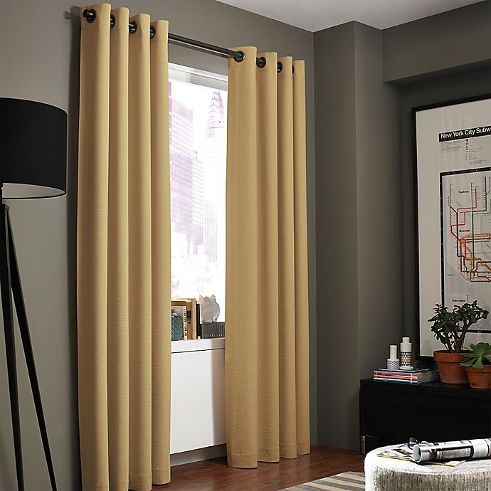 slide 1 of 1, Kenneth Cole Reaction Home Gotham Texture Lined Grommet Window Curtain Panel - Amber, 63 in