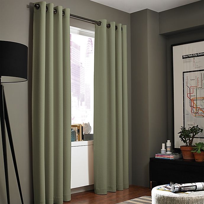 slide 1 of 1, Kenneth Cole Reaction Home Gotham Texture Lined Grommet Window Curtain Panel - Sage, 108 in