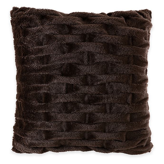 slide 1 of 1, Madison Park Ruched Faux-Fur Square Throw Pillow - Brown, 1 ct