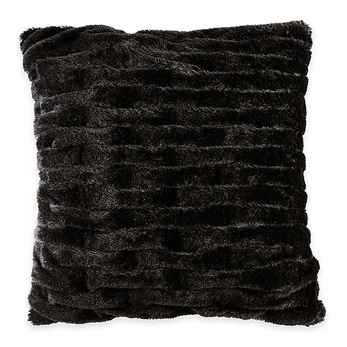 slide 1 of 1, Madison Park Ruched Faux Fur Square Throw Pillow - Black, 20 in