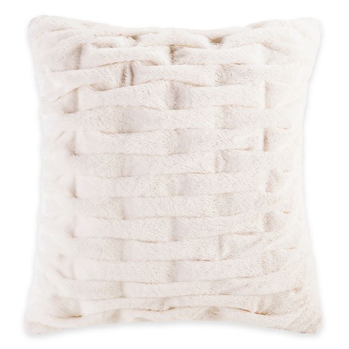 slide 1 of 1, Madison Park Ruched Faux-Fur Square Throw Pillow - Ivory, 1 ct