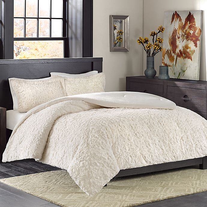 slide 1 of 10, Madison Park Bismarck Ultra Plush King Comforter Set - Ivory, 3 ct