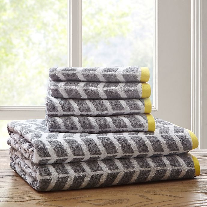 slide 2 of 2, Intelligent Design Nadia Cotton Jacquard Towel Set - Grey, 6 ct