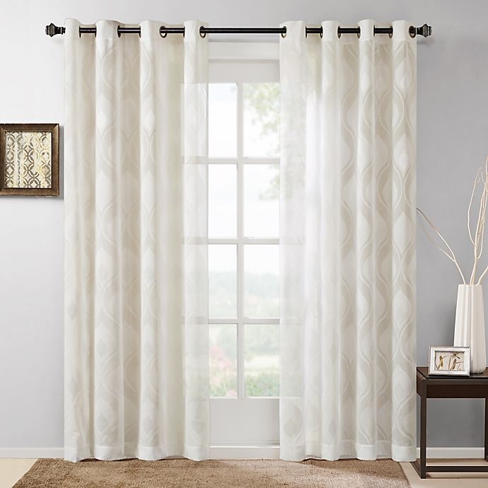 slide 1 of 1, Madison Park Adele Grommet Top Window Curtain Panel - Ivory, 95 in