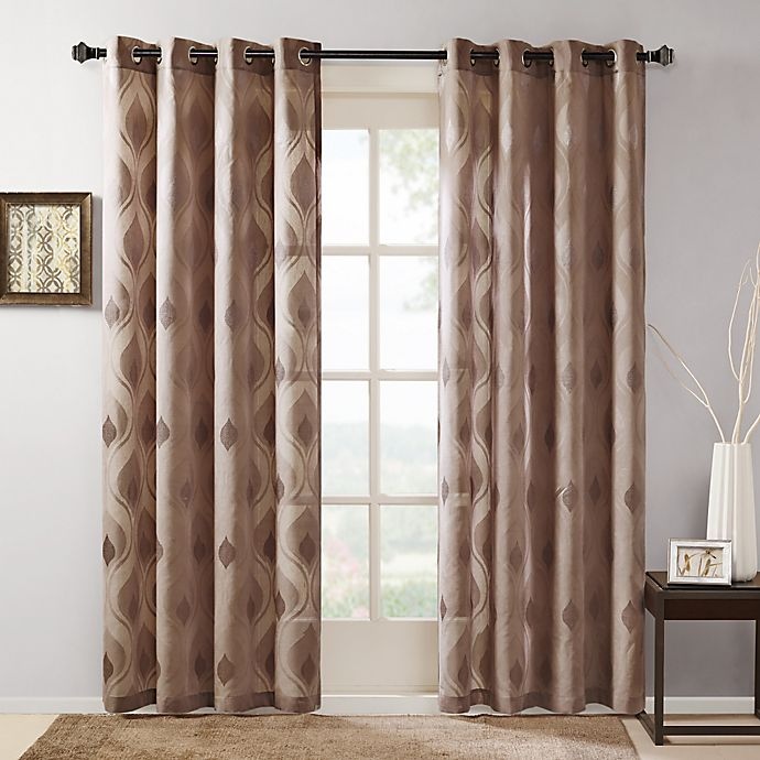 slide 1 of 1, Madison Park Adele Grommet Top Window Curtain Panel - Taupe, 95 in