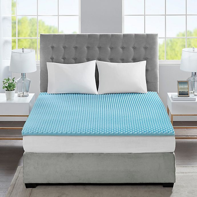 slide 3 of 6, Sleep Philosophy Flexapedic Gel Memory Foam Full Mattress Topper - Blue, 1.5 in