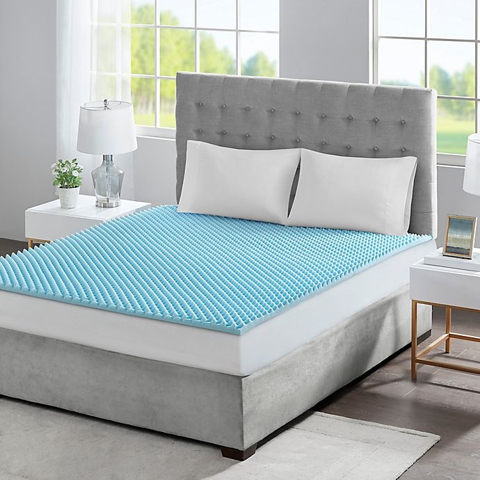 slide 1 of 6, Sleep Philosophy Flexapedic Gel Memory Foam Full Mattress Topper - Blue, 1.5 in