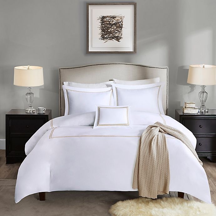 slide 4 of 7, Madison Park Signature 1000-Thread-Count Embroidered King Comforter Set - Tan, 5 ct