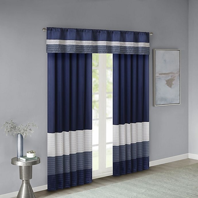 slide 5 of 6, Madison Park Amherst Window Valance - Navy, 1 ct