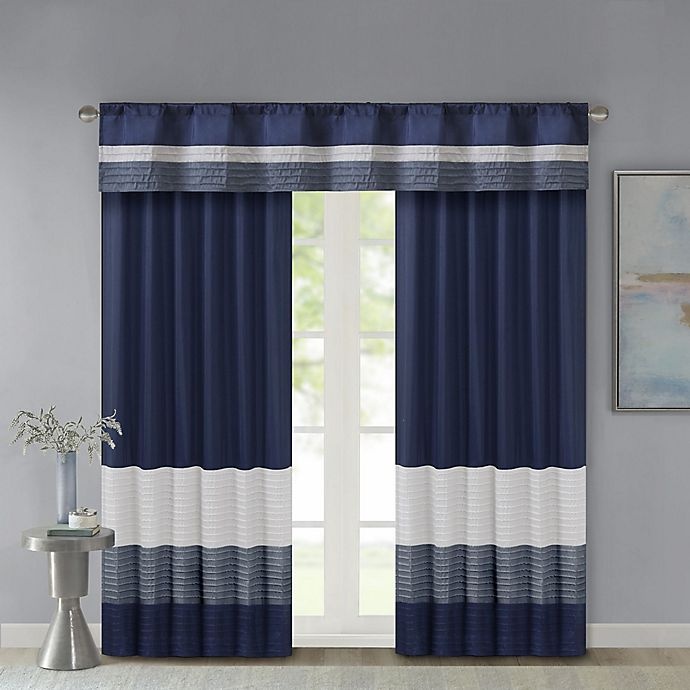 slide 6 of 6, Madison Park Amherst Window Valance - Navy, 1 ct