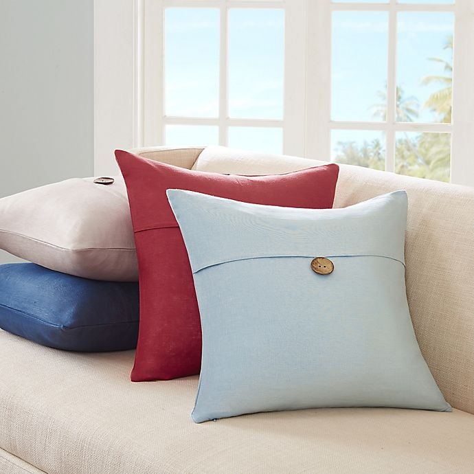 slide 2 of 2, Madison Park Linen Square Throw Pillow with Wooden Button - Red, 1 ct