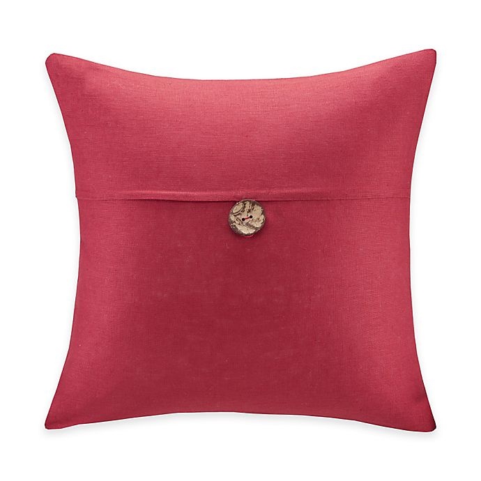 slide 1 of 2, Madison Park Linen Square Throw Pillow with Wooden Button - Red, 1 ct