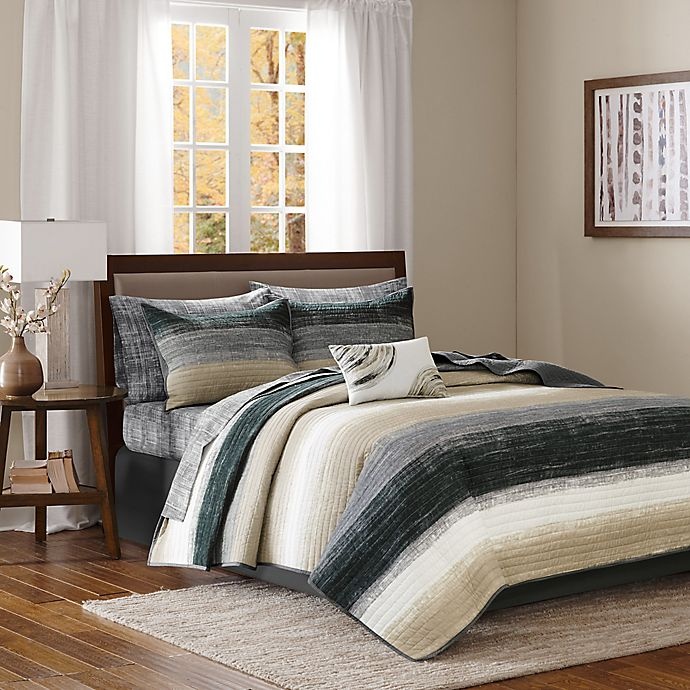 slide 1 of 7, Madison Park Essentials Saben Reversible California King Coverlet and Sheet Set - Taupe, 8 ct