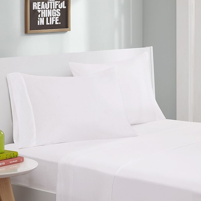 slide 1 of 4, Intelligent Design Jersey Knit Twin XL Sheet Set - White, 1 ct