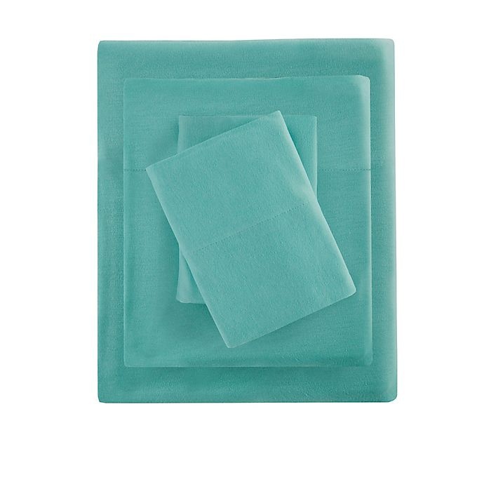 slide 4 of 4, Intelligent Design Jersey Knit Queen Sheet Set - Aqua, 1 ct