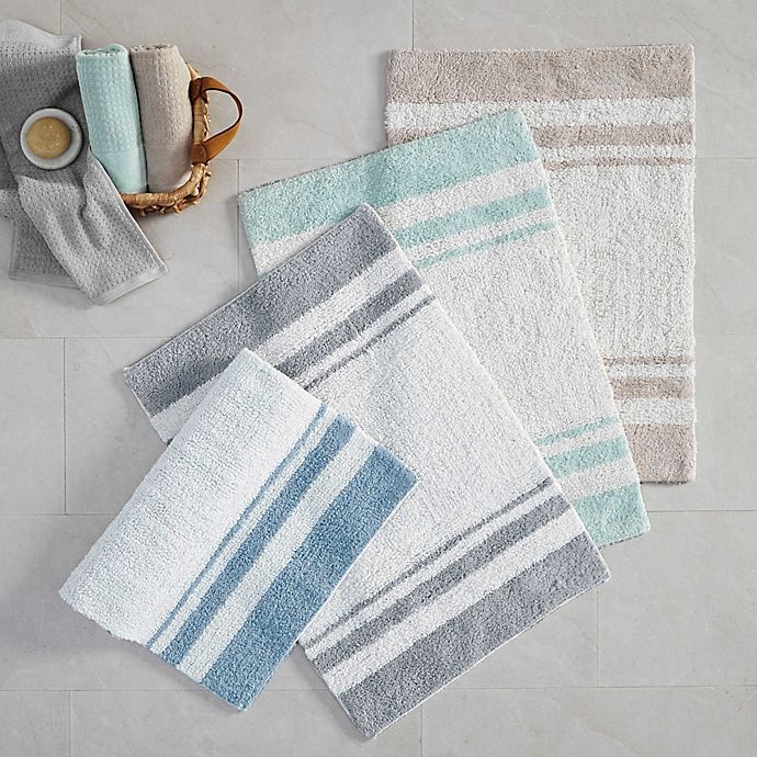 slide 4 of 5, Madison Park Spa Cotton Reversible Cotton Bath Rug - Grey, 24 in x 72 in