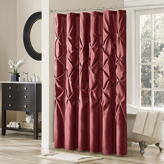 slide 1 of 4, Madison Park Laurel Shower Curtain - Red, 72 in x 72 in
