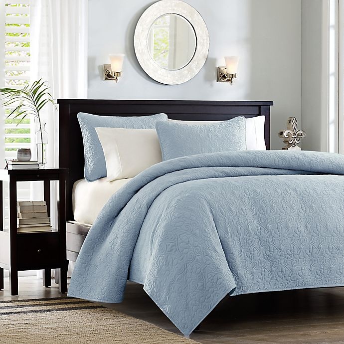 slide 1 of 8, Madison Park Quebec Reversible Twin/Twin XL Coverlet Set - Blue, 2 ct
