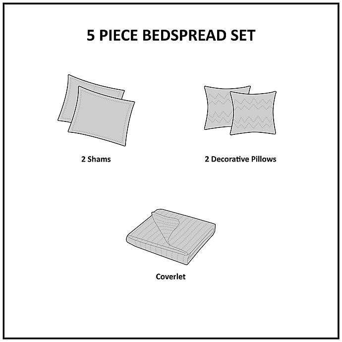 slide 4 of 8, Madison Park Ashbury Queen Reversible Bedspread Set - Blue, 5 ct