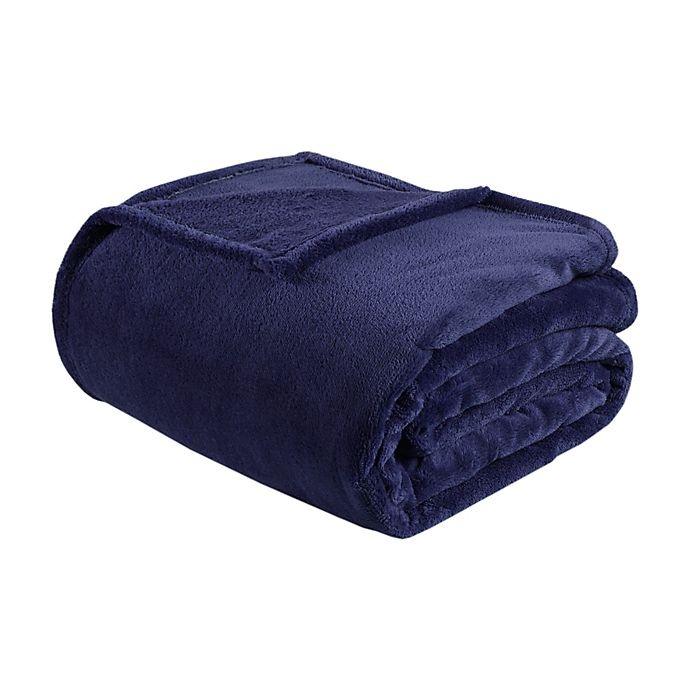 slide 1 of 1, Intelligent Design Full/Queen Microlight Plush Blanket - Navy, 1 ct