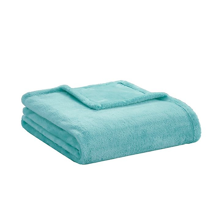 slide 1 of 1, Intelligent Design Microlight Plush Throw Blanket - Aqua, 1 ct