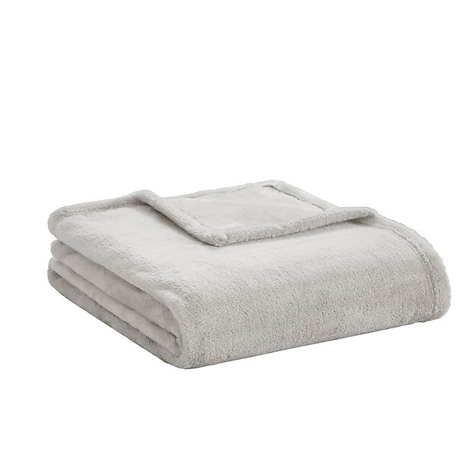 slide 1 of 1, Intelligent Design Microlight Plush Throw Blanket - Grey, 1 ct