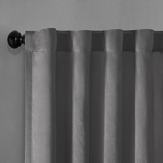 slide 2 of 3, Madison Park Andora Rod Pocket/Back Tab Lined Window Curtain Panel - Charcoal, 108 in
