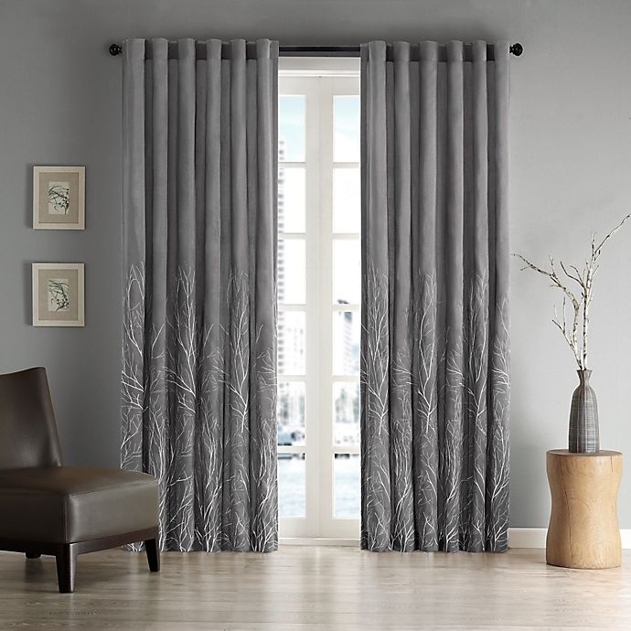 slide 1 of 3, Madison Park Andora Rod Pocket/Back Tab Lined Window Curtain Panel - Charcoal, 108 in