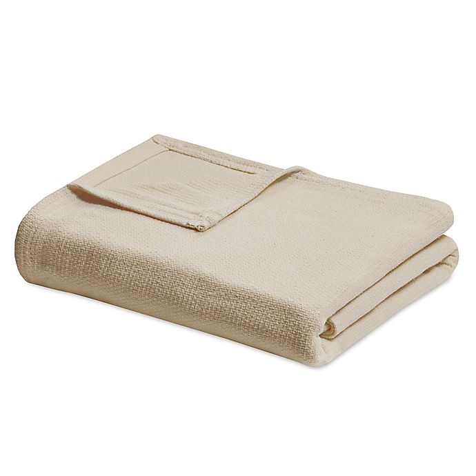 slide 1 of 3, Madison Park Freshspun Basketweave Cotton Twin Blanket - Natural, 1 ct