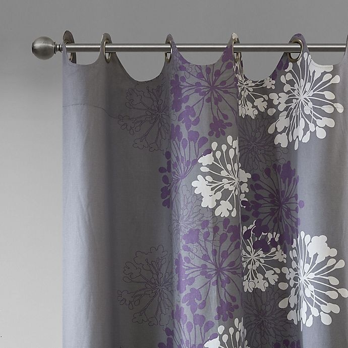 slide 4 of 6, Madison Park Anaya Cotton Grommet Top Window Curtain Panel - Purple/Grey, 63 in