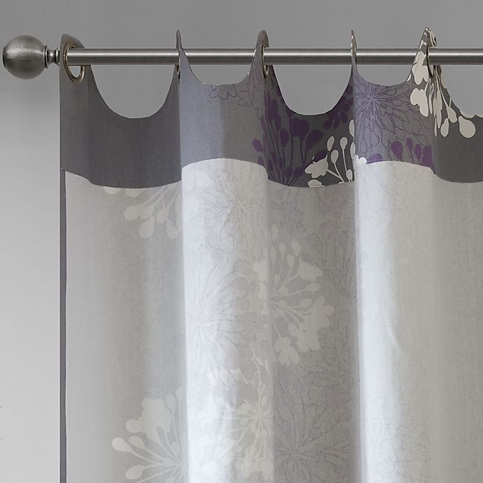 slide 5 of 6, Madison Park Anaya Cotton Grommet Top Window Curtain Panel - Purple/Grey, 63 in