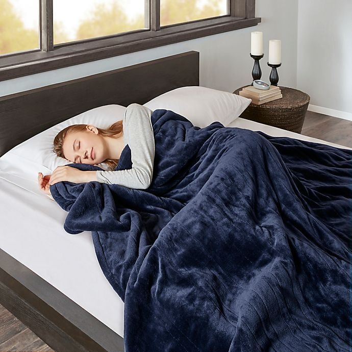 slide 2 of 4, Beautyrest Heated Microlight-to-Berber King Blanket - Indigo, 1 ct