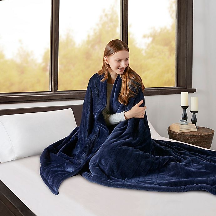 slide 3 of 4, Beautyrest Heated Microlight-to-Berber King Blanket - Indigo, 1 ct