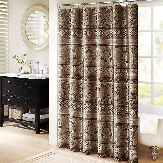 slide 1 of 3, Madison Park Bellagio Shower Curtain - Taupe, 72 in