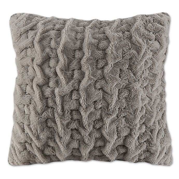 slide 1 of 2, Madison Park Ruched Fur Square Decorative Pillow - Grey, 25 in