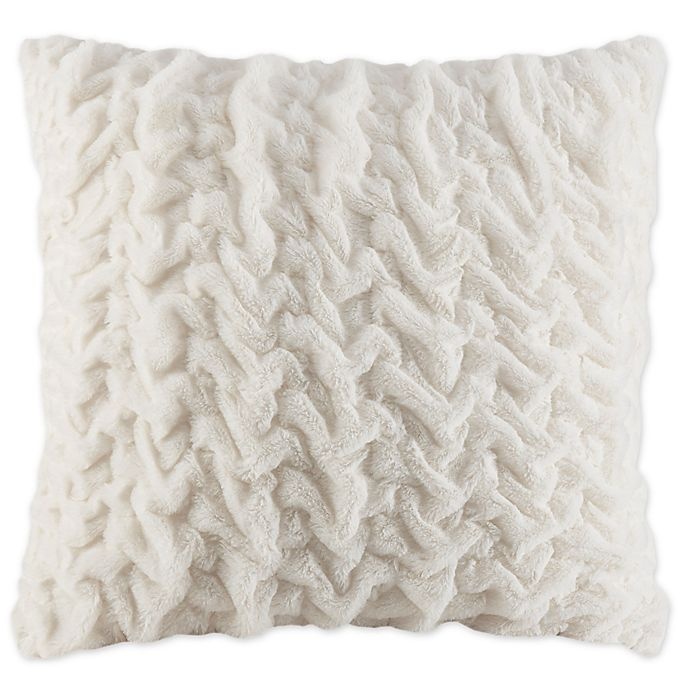 slide 1 of 2, Madison Park Ruched Fur Square Throw Pillow - Ivory, 25 in