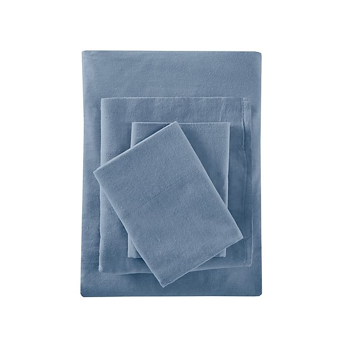 slide 2 of 5, True North by Sleep Philosophy True North Solid Flannel Queen Sheet Set - Blue, 1 ct