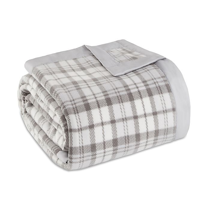 slide 1 of 3, True North by Sleep Philosophy Microfleece King Blanket - Grey Plaid, 1 ct