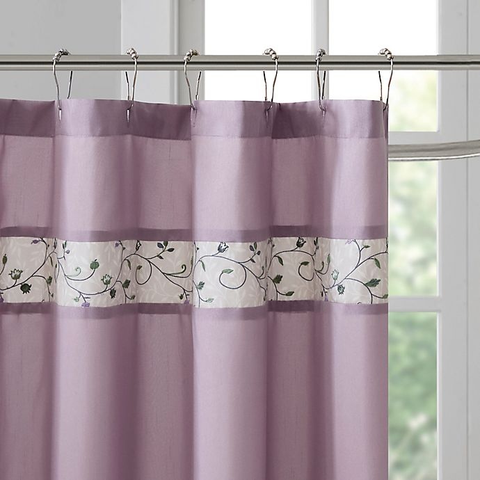 slide 2 of 4, Madison Park Serene Shower Curtain - Purple, 72 in