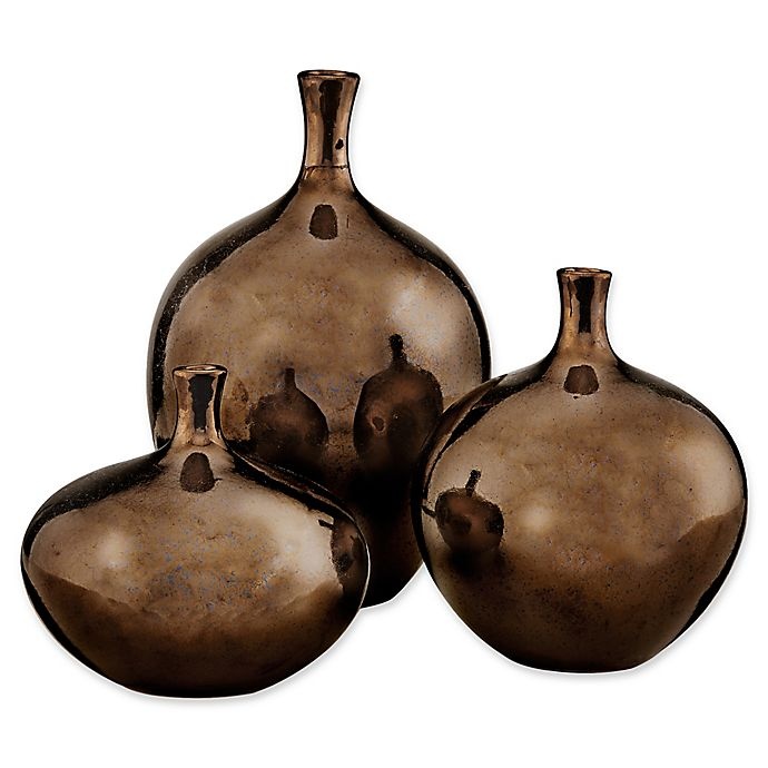 slide 1 of 4, Madison Park Signature Ansen Vase Set - Metallic Bronze, 3 ct